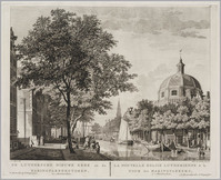 KG 07655
<br/>
Gezicht op de Lutherse Ronde Kerk met Haringpakkerstoren
<br/>
<em>Liender, Paulus van (1731-1797)</em>